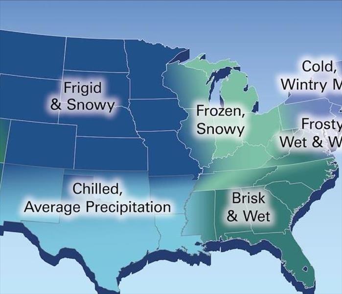 Map of the Unites States. Letting you know the weather predicted.